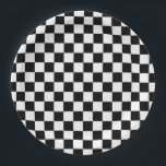 Check Black White Chequered Pattern Chequerboard Paper Plate<br><div class="desc">Chequered Pattern – Black and white chequerboard.</div>