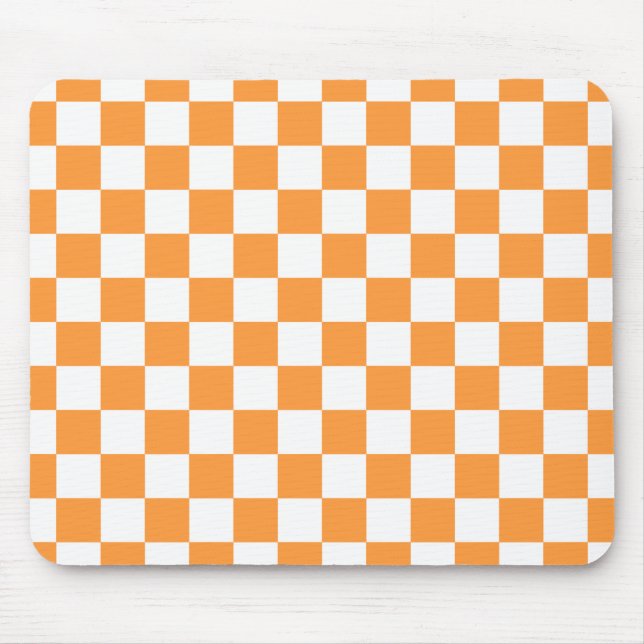 Check Board Pattern White x Orange Mouse Pad (Front)