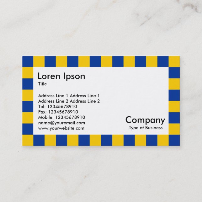 Check Border - Blue and Amber Business Card (Front)
