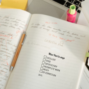 Check Boxes Classroom Teacher Review Rubber Stamp