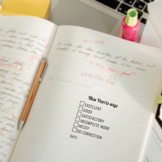 Check Boxes Classroom Teacher Review Rubber Stamp (Creator Uploaded)