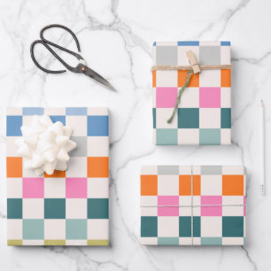 Check Colourful Chequered Pattern Chequerboard Wrapping Paper Sheet