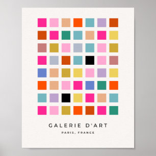 Check Colourful Mid Century Geometric Chequerboard Poster