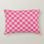 Check Coral Pink Chequered Pattern Chequerboard Decorative Cushion<br><div class="desc">Chequered Pattern – Coral pink and salmon chequerboard.</div>