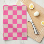 Check Coral Pink Chequered Pattern Chequerboard Tea Towel<br><div class="desc">Chequered Pattern – Coral pink and salmon chequerboard.</div>
