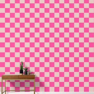 Check Coral Pink Chequered Pattern Chequerboard Wallpaper