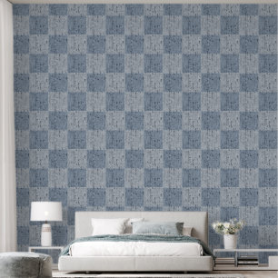 Check Crackle Texture Blue And Blue Grey Wallpaper