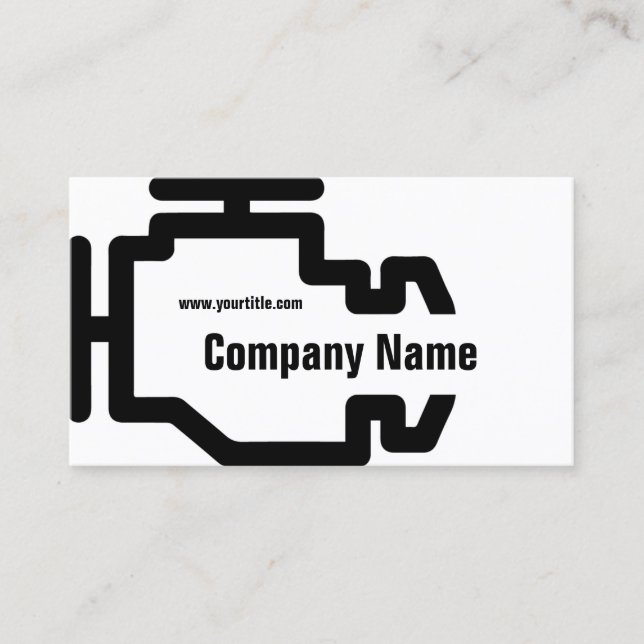 Check Engine Service Black White Card (Front)