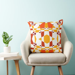 Check Face Orange Throw Pillow