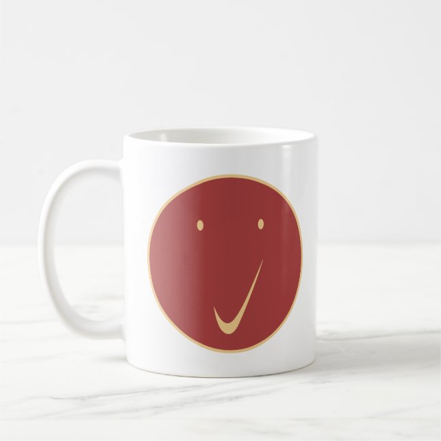 Check face - Tick, Cr/Red. Coffee Mug (Left)