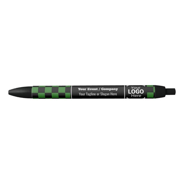 Check Green Company Logo: Fun Conference Giveaway Black Ink Pen (Front)