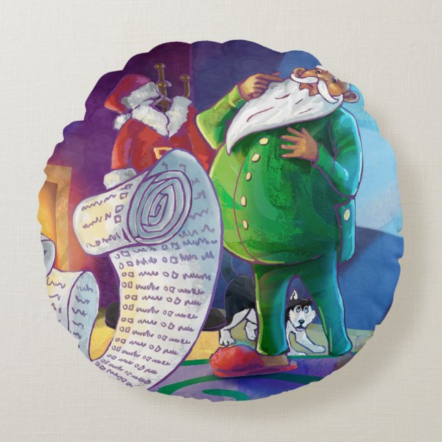 Check it Twice Painting Round Cushion (Front)