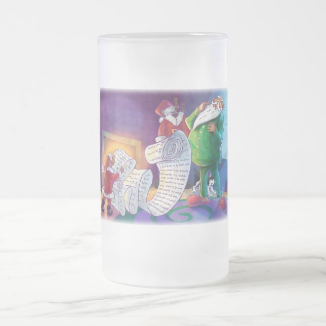 Check it Twice Santa Frosted Glass Beer Mug (Center)