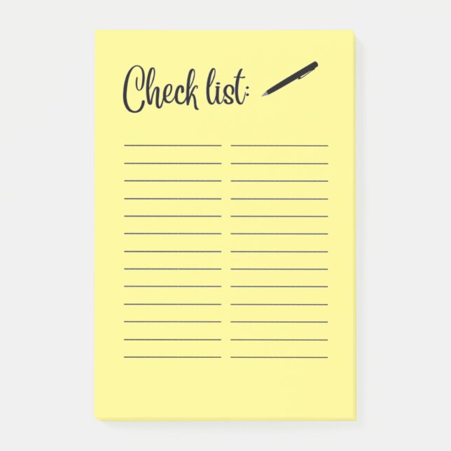 CHECK LIST POST-IT NOTES (Front)