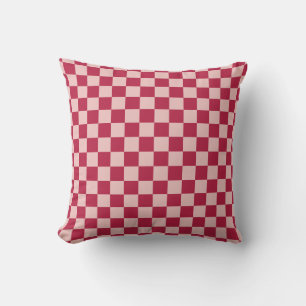 Check Magenta And Peach Pattern Chequerboard Cushion