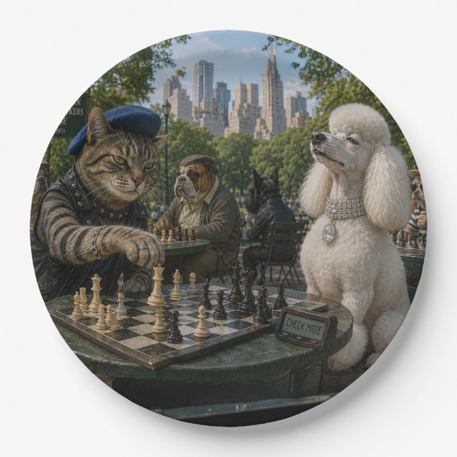 Check Mate in Central Park Paper Plate (Front)