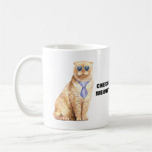 Check Meowt Cat with Sunglasses and Tie Funny Coffee Mug