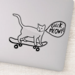 CHECK MEOWT! Cute Skateboarding Cat Black White