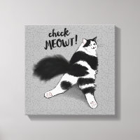 Check Meowt! Funny Black and White Cat Sploot