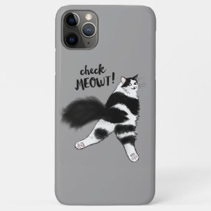 Check Meowt - Funny Black and White Cat Sploot Case-Mate iPhone Case