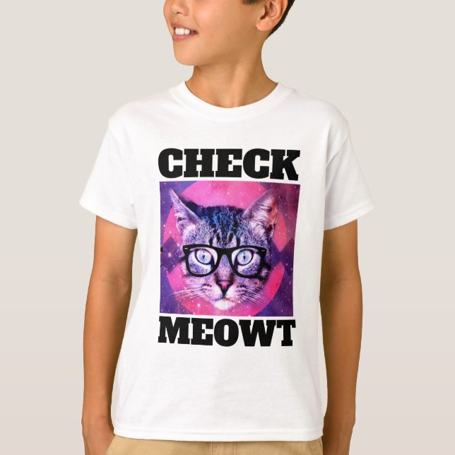 CHECK MEOWT FUNNY CAT BOYS KIDS T-SHIRTS (Front)