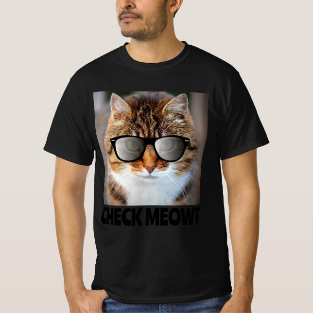 Check Meowt, Funny Mens Cat T-shirt (Front)