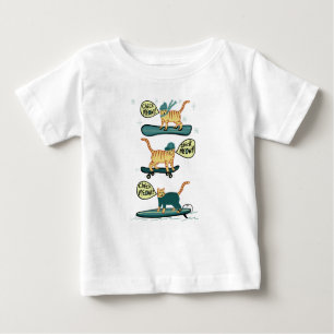Check Meowt! Skateboard Surf Snowboard Tabby Cat Baby T-Shirt