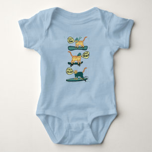Check Meowt! Skateboard Surfer Snowboard Tabby Cat Baby Bodysuit
