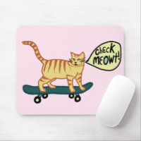 CHECK MEOWT Skateboarding Tabby Cat Pink