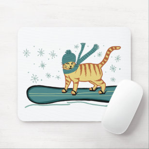 CHECK MEOWT Snowboarding Cat Mouse Pad