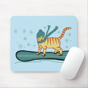 CHECK MEOWT Snowboarding Cat Mouse Pad