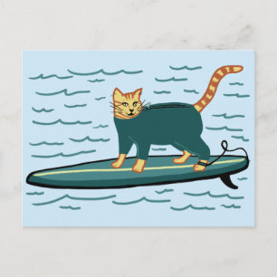 Check Meowt! Surfer Tabby Cat CUSTOMIZE IT Postcard