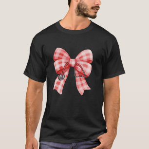 Check Nurse Coquette Bow Stethoscope Nursing Medic T-Shirt