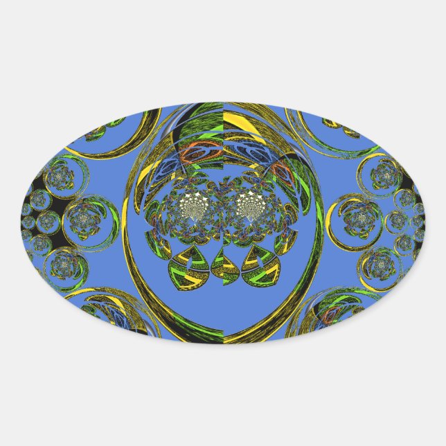 Check out my blue curves oval sticker (Front)