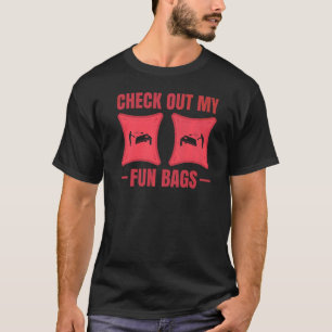 Check Out My Funbags Women's  Cornhole Sack Toss T-Shirt