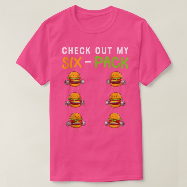 Check Out My Si Pack Funny Burger Abs Workout  T-Shirt (Design Front)