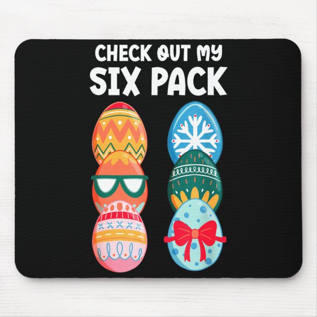 Check Out My Six Pack Funny Easter Egg Abs Workout Mouse Pad (Front)