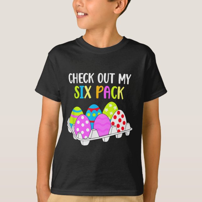 Check Out My Six Pack Funny Easter Egg Abs Workout T-Shirt (Front)