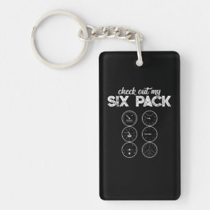 Check Out My Six Pack Pilot Aviation Funny Gym Fit Key Ring