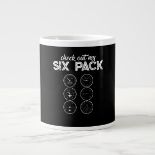 Check Out My Six Pack Pilot Aviation Funny Gym Fit Large Coffee Mug