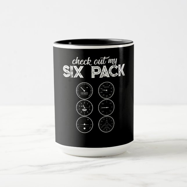 Check Out My Six Pack Pilot Aviation Funny Gym Fit Mug (Center)