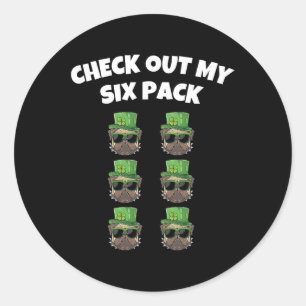 Check Out My Six Pack St Patricks Day Gym Dog Sham Classic Round Sticker