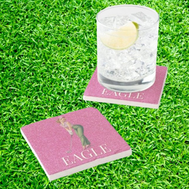 Check Out These Chic Golf Gifts Stone Coaster (Discover the perfect sparkly gifts for women golfers! )