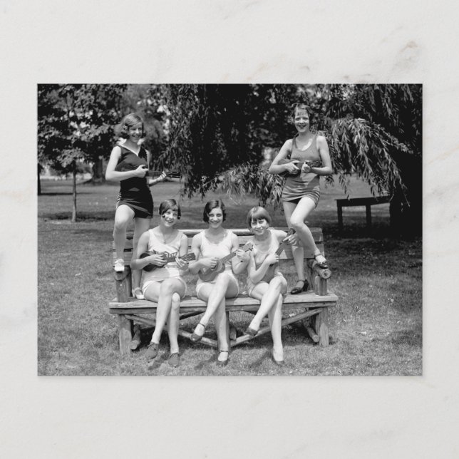 Check Out Those Ukuleles! - 1920s Postcard (Front)