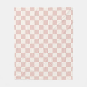 Check Pale Beige Chequered Pattern Chequerboard Fleece Blanket