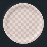 Check Pale Beige Chequered Pattern Chequerboard Paper Plate<br><div class="desc">Chequered Pattern – cream white and pale beige chequerboard.</div>