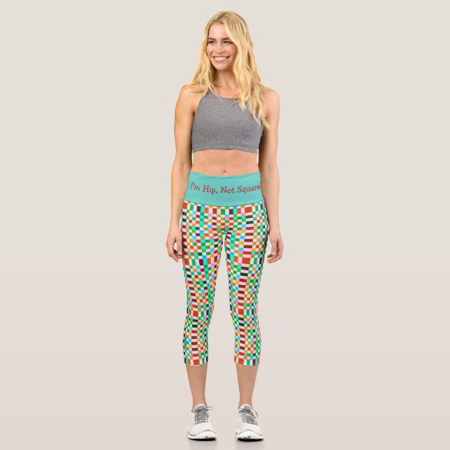 Check Pattern 6  Capri Leggings (Front)
