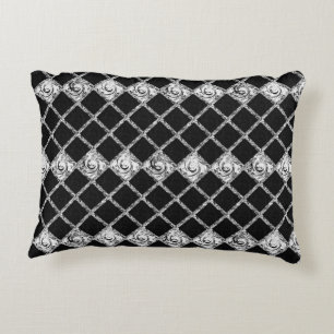 check pattern black  white decorative cushion
