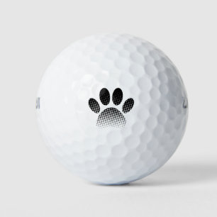 Check Pattern Halftone Dog Paw Print Golf Balls