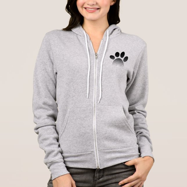 Check Pattern Halftone Dog Paw Print Hoodie (Front)